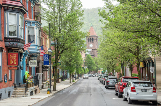 Jim Thorpe, Pennsylvania, United States of America &ndash; May 1, 2017. Street view on Broadway in Jim Thorpe, PA. 