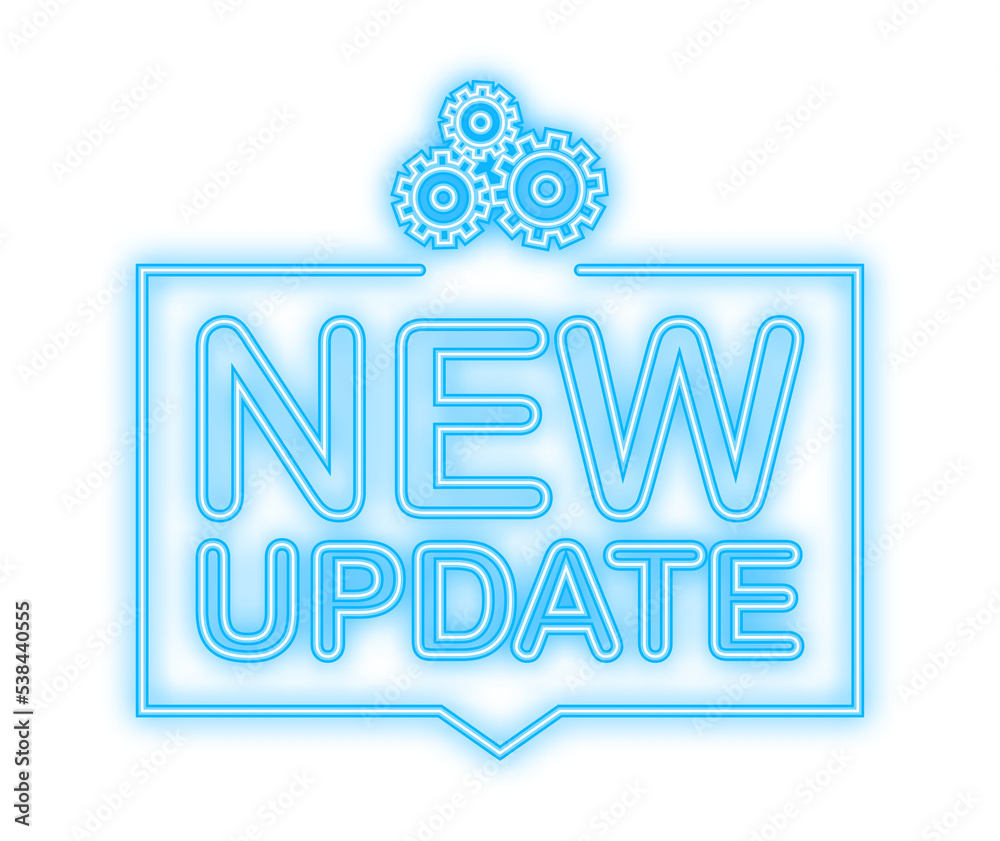 Poster System software update or upgrade neon icon. Banner new update, Badge, sign. Vector illustration