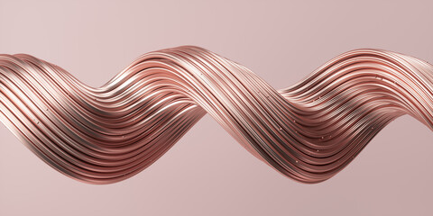 Abstract Metallic shape on pink background. 3d rendering illustration.