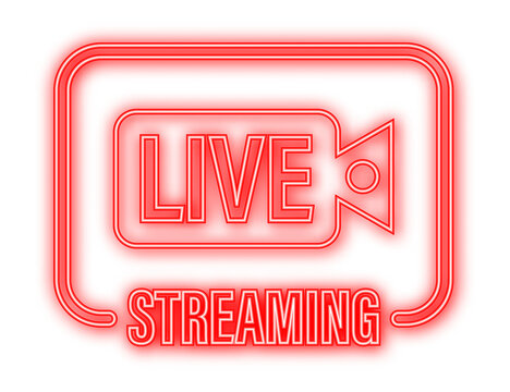 Live Streaming Logo. Neon Icon. Stream Interface. Vector Stock Illustration