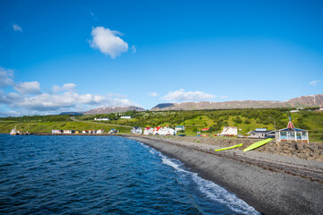 Fototapeta na wymiar the coastline of village of Hjalteyri in Iceland
