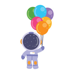 illustration vector graphic astronaut kid the galaxy explorer playing balloon. Cute happy cartoon children character in spacesuit with special helmet.