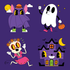 acid halloween stickers vector design illustration