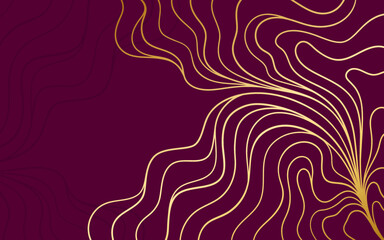 Elegant dark red background with abstract golden lines
