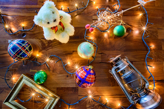 background of christmas tree decorations