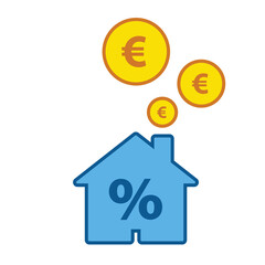 Rate for mortgage Colorful icon, Real estate financial concept, rental house, mortgage down payment, home insurance, living expenses, property sale, vector colorful flat icon.