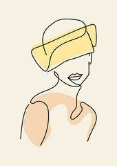 Abstract minimalist illustration with linear woman body.