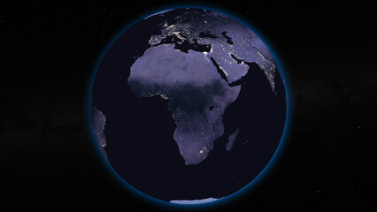 Earth globe by night focused on Africa