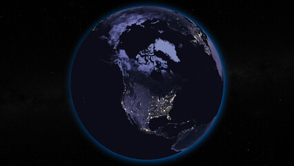 Naklejka na ściany i meble Earth globe by night focused on North America