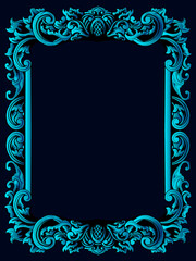 frame with ornament blue light