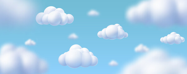 Blue sky and cloud with defocus. Abstract nature background. 3d render of a cloud background