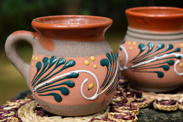 Mexican clay crafts - Decorated cups
