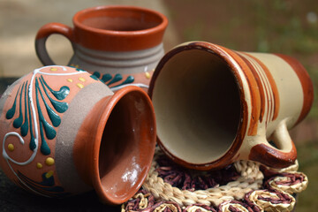 Mexican clay crafts - Decorated cups