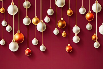 Festive Merry Christmas balls background. Happy winter xmas backdrop.