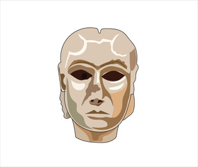 INANNA FEMALE HEAD, FROM URUK vector illustration 