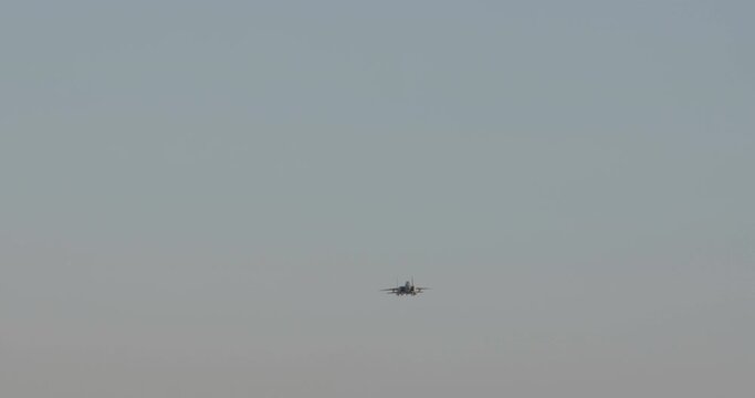 Israeli Air Force F-15 fighter during takeoff armed with bombs and missiles
