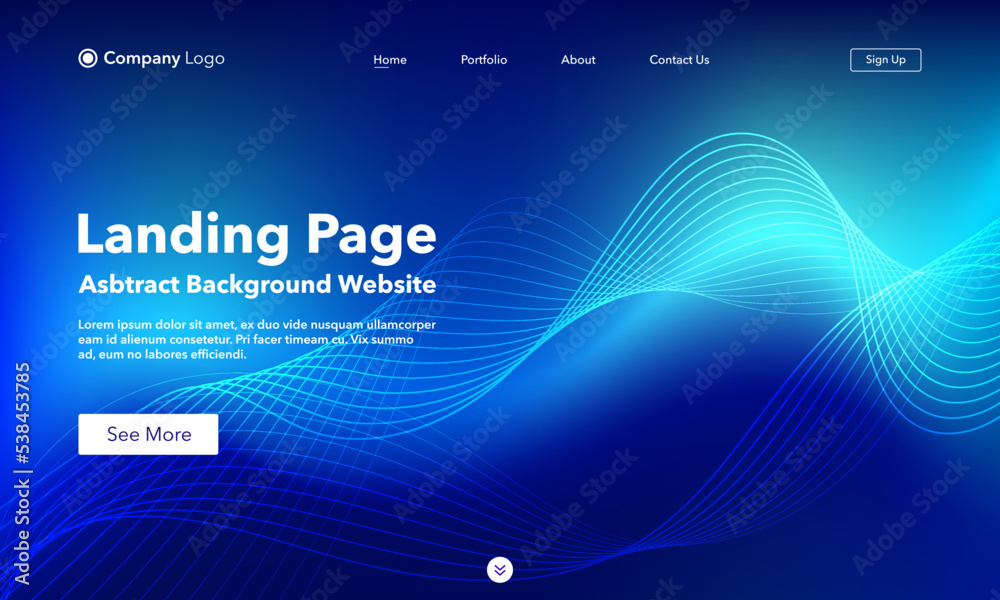 Poster landing page. abstract background website. template for websites, or apps. modern blue design. abstr
