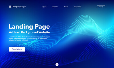 Landing Page. Abstract background website. Template for websites, or apps. Modern Blue design. Abstract vector style