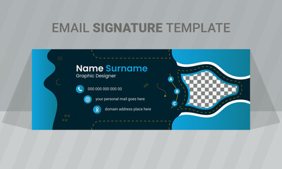 Corporate business Email signature design template or modern and minimalist  email footer template, professional social media cover creative banner, professional and clean layout