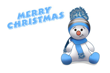 Merry Christmas. Cute snowman on a white background.
