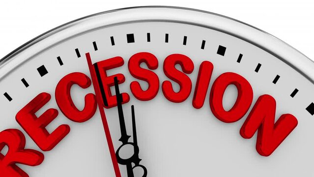 Recession Clock Time Economy Down Countdown Deadline 3d Animation