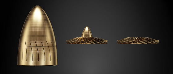 Aviation propellers, sections, 3d illustration, 3d rendering