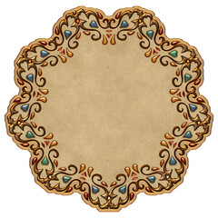 Ornamented frame in earthy toned paper
