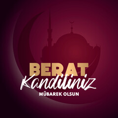 Fototapeta na wymiar Muslim holiday, feast. Religious days. (Turkish: Regaip, mirac, berat, mevlit kandili. eid mubarak)