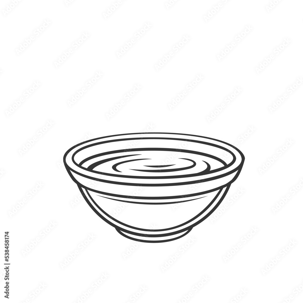 Wall mural soy sauce bowl outline icon vector illustration. line hand drawing dip for japanese sushi, glass cup - Wall murals