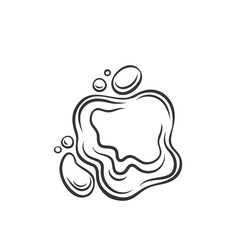 Soy sauce splash outline icon vector illustration. Line hand drawing liquid shoyu stain of Japanese and Chinese soybean seasoning, puddle and drops of salty dressing for food, top view of sauce spot