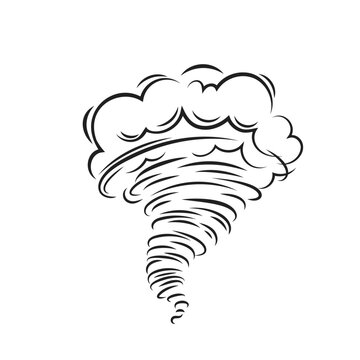 recommend clip art: Tornado line icon. Spiral whirlwind and hurricane with speed whirl and funnel, danger wind symbol of storm weather and extreme tornado disaster in nature, speed cyclone vector illustration.
