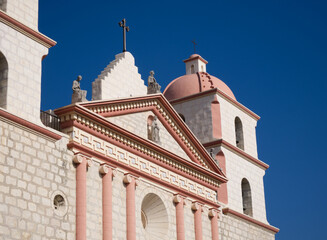 Old Mission church in Santa Barbara, California, USA