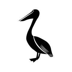 Coast beach pelican bird  icon | Black Vector illustration |
