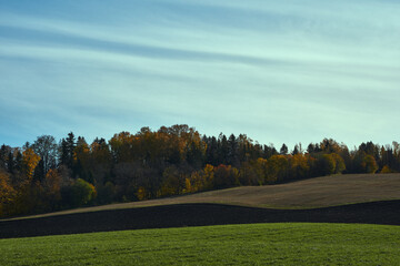 Images from the cultural landscape of Toten, Norway, a sunny day in late autumn. Here from Risdalen Valley.