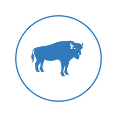 Bull chase angry buffalo icon | Circle version icon |