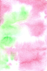 Fototapeta premium Watercolor pink ,green,turquoise background,texture. Watercolor washes. Spring wallpaper,border,drop. Wedding stationery texture background