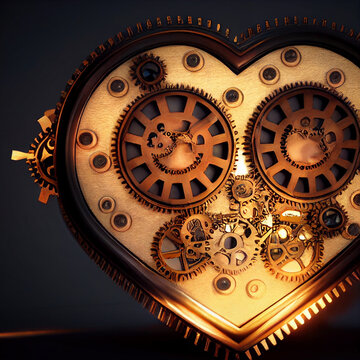 Image of heart with gears in steampunk style. High quality illustration