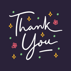 Thank you hand lettering typography with decorative elements