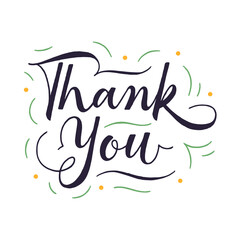 Thank you hand lettering typography with decorative elements