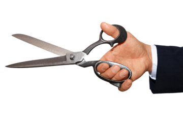 Gesture series: hand holding size scissors.