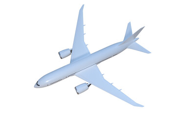 Airplane isolated on ttransparent background. Top view.