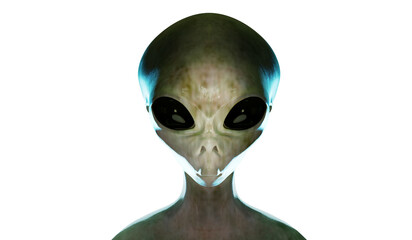 Alien face on transparent background.