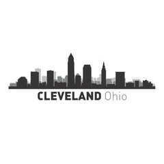 Cleveland Ohio city skyline graphic illustration 