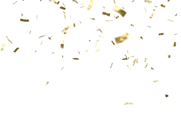 Foto op Plexiglas Golden confetti falling down isolated on transparent background. © vchalup