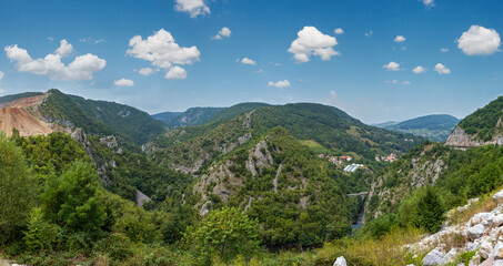 Fototapeta na wymiar Summer mountain panorama Uzice town outskirts, Serbia