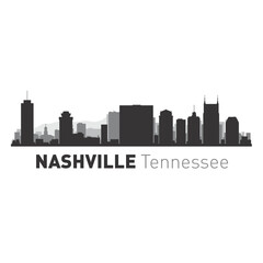 Naklejka premium USA Nashville Tennessee city skyline vector graphics