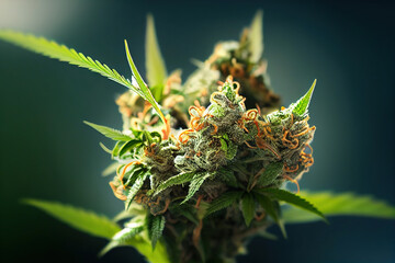 Medicinal Cannabis. Studio Lighting. Bokeh backdrop.