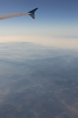 Fototapeta na wymiar View from passenger plane of wildfire smoke over Oregon.