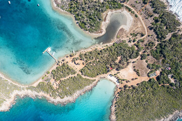 Aerial View of the Sedir Island in Marmaris, Mugla, Turkey. September 2022