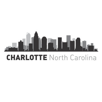 USA Charlotte North Carolina city skyline vector graphics